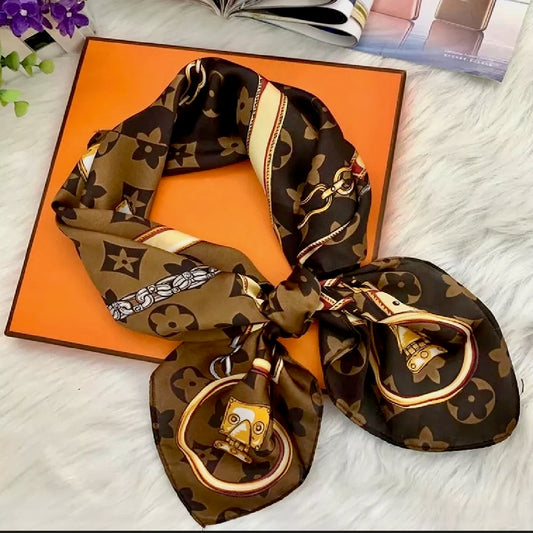 Floral Silk Scarf – Square Bandana & Headscarf