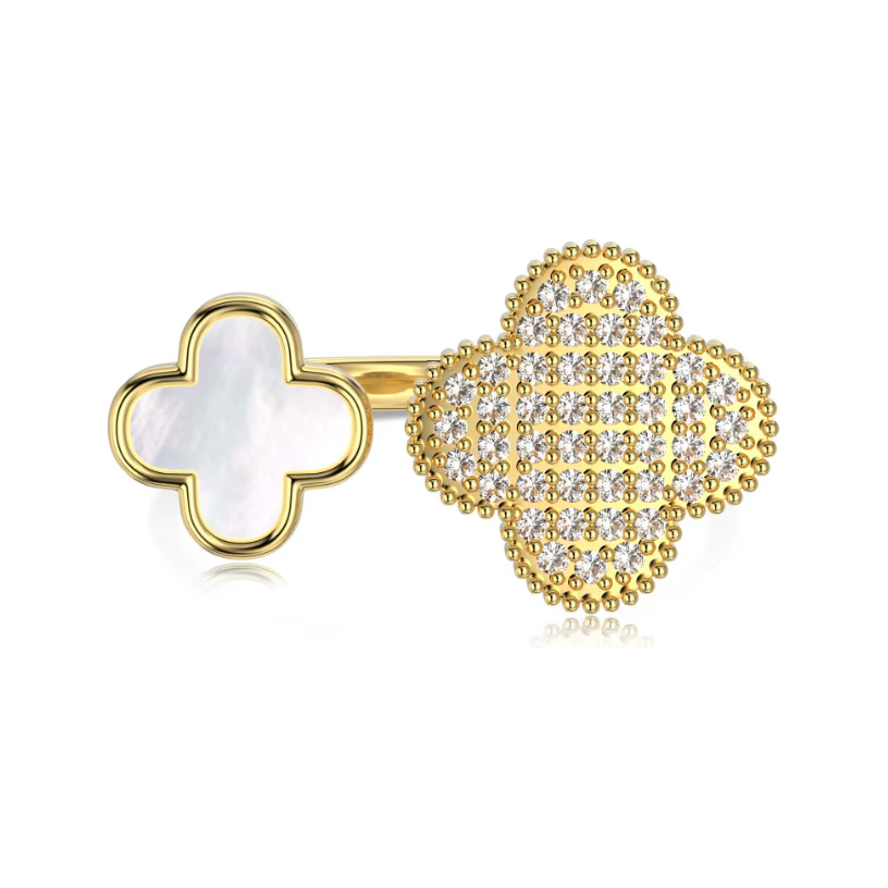 Emily adjustable clover ring 18K gold plated
