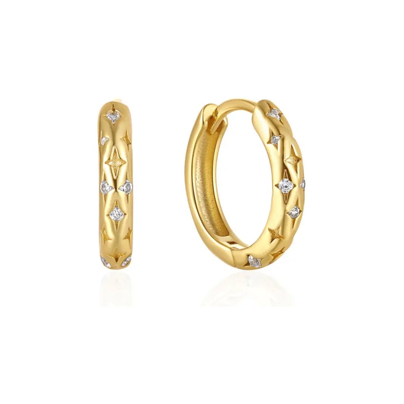 Starry gold hoop 18k gold plated sterling silver earrings