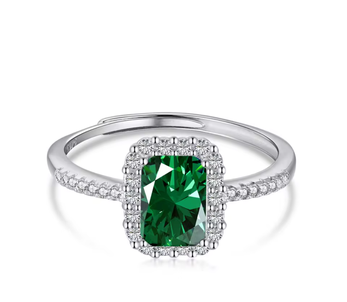“Green with envy” cubic zirconia green stone ring
