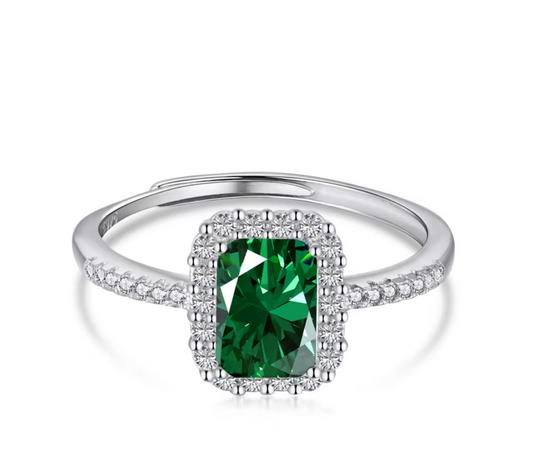 “Green with envy” cubic zirconia green stone ring