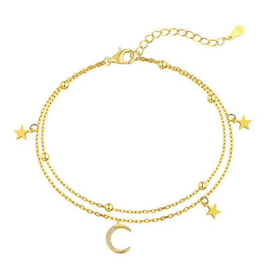 Electra Moon and stars gold bracelet